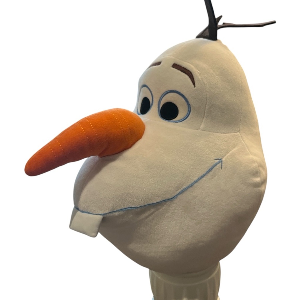 DISNEY Olaf Head Plush Pillow Orange Carrot Nose 14" High Anna and Elsa Frozen